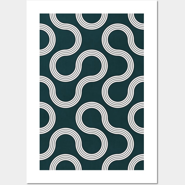 My Favorite Geometric Patterns No.35 - Green Tinted Navy Blue Wall Art by ZoltanRatko